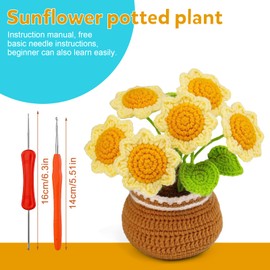Crochet Set, Yarn, Amigurumi, Potted Plant, Handmade Kit (Sunflower)