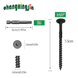 #14 x 2-7/8 Inch Heavy-Duty Outdoor Deck Screws, 50Pcs Star Drive Deck Screws,Features a Star Drive Design That, Rust Resistant Timber Screws for Timber/Log/Landscaping Wood-Black