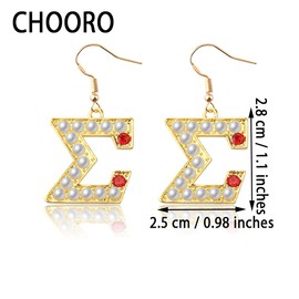 CHOORO Sorority Necklace/Earrings 1922 Sorority Greek Sorority Jewelry Gift (sigma pearl earring)