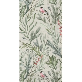 Boston International IHR 3-Ply Guest Towel Buffet Winter Holiday Christmas Paper Napkins, 16-Count, Winter Greens- Cream