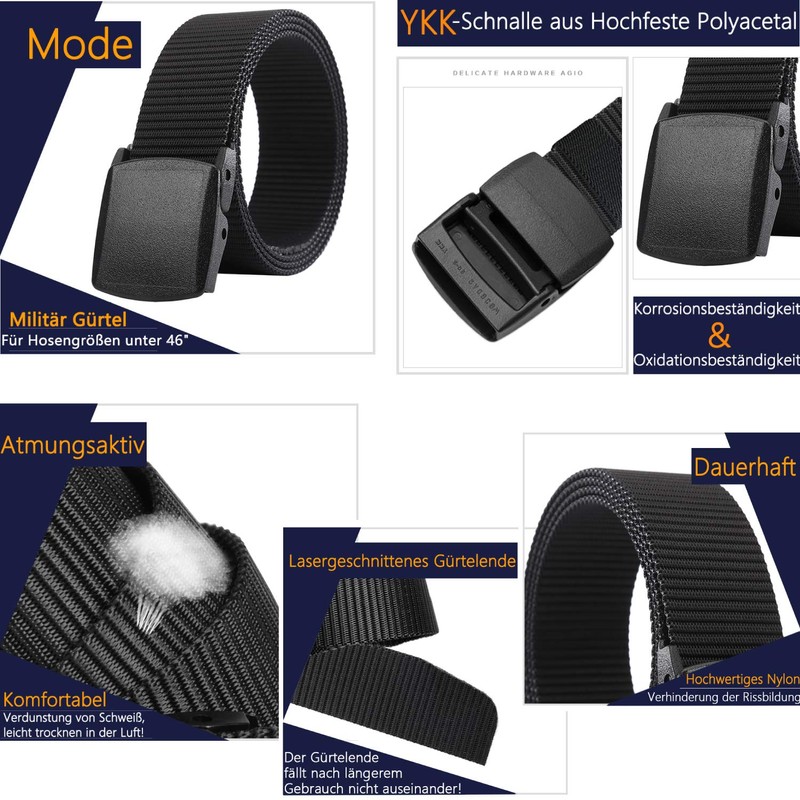 LionVII Belt for Men Women Military Nylon with Plastic Buckle