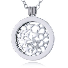 Morella Women's Necklace 70 cm Stainless Steel with Amulet and Coin 33 mm, in Jewellery Bag, Stainless Steel