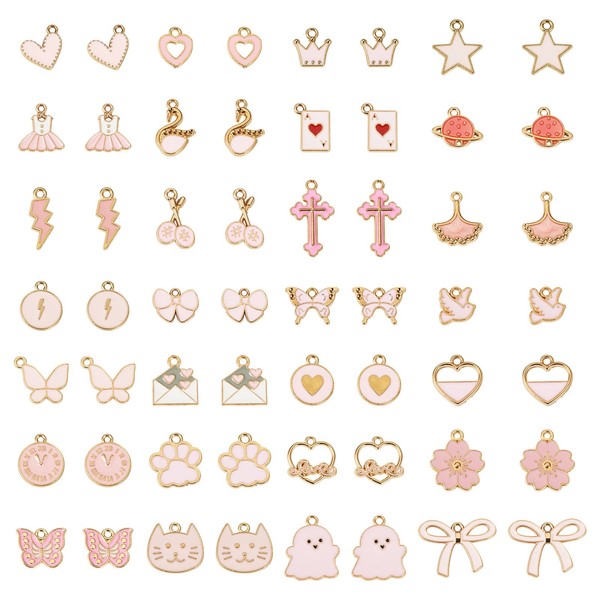 Magibeads 112Pcs Pink Enamel Charms for Purse Junk Case Bowknot