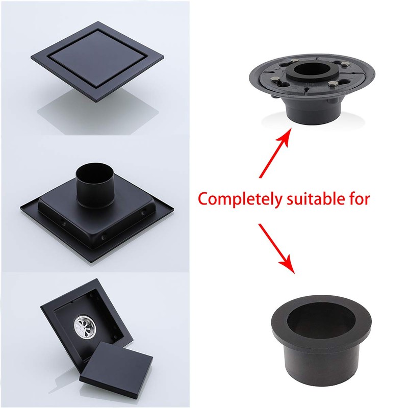 RANDOM Black Shower Drain Square with Removable Tile Insert 6