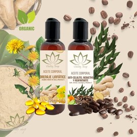 Dúo de Aceites Orgánicos para Masaje Corporal con Vitamina e (DÚO Drenaje Linfático y REDUCTIVO)