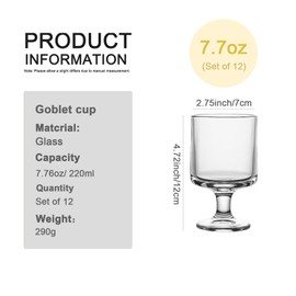 Aurfedes Hobnail Drinking Glasses Set of 12, Vintage Water Goblets Glassware, 8oz Hobnail Goblets Set, Elegant Water Goblets, Beverage Stemmed Glass Cups (12PCS)