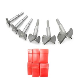 6PCS Brocas Forstner Set 30-60mm HSS Broca Fresadora Madera Hole Saw Avellanadoras Carburo Cementado Carbono Taladro de la Carpintería Punzonadora con Mango Redondo DC02A