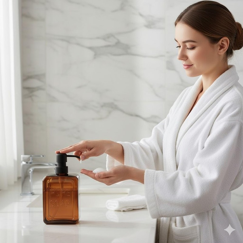 Amber Glass Soap Dispenser Pure SOAP 18 FL OZ –