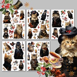 FLONZ Decoupage Paper Pack (15 Sheets 8""x11"") Victorian Cats Lady and Gentleman HANATABA Vintage Styled Ephemera Pictures for Decoupage Craft and Scrapbooking