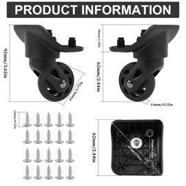 LPZMPZ Suitcase Wheels Replacement Wheels OD 45 mm for Luggage Suitcase Wheels Replacement Luggage Suitcase Wheels Replacement with Screws Repair Element Luggage Suitcase Wheel Black