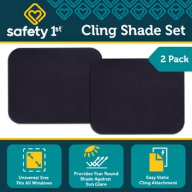 Safety 1st Cling Car Window Shades for Baby, 2 Pieces, Sun Blocker and UV Protection, Static Cling Privacy Shade, Black Tint