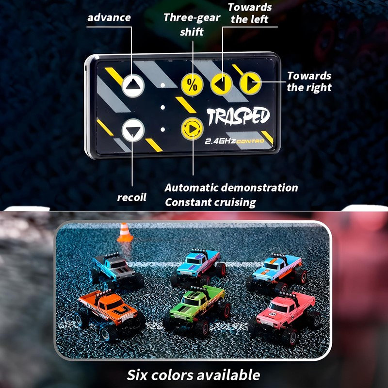 Flashstar Mini Rc Truck, 1:64 Scale Monster Truck Remote Control