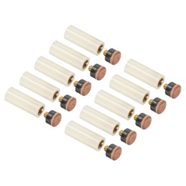 PATIKIL 10mm Dia Screw-on Pool Cue Tips, 10 Pairs Snooker Billiard Cue Stick Tips Replacement with Pool Cue Ferrules, Brown Beige