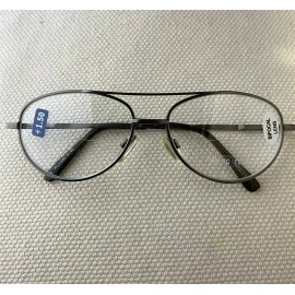 Unbranded +1.50 Bifocal NEW Reading Glasses Aviator Unisex Women Men Spring Temples - Black