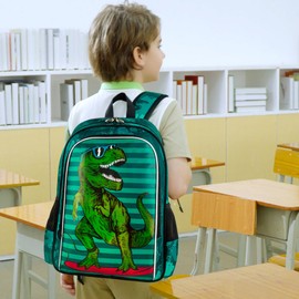 gxtvo 3PCS Kids Dinosaur Backpack for Boys, 16" Kids Bookbag with Lunch Box, Water Resistant School Bag for Elementary Prechool Toddler