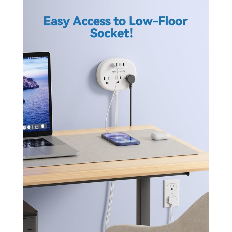 Power Outlet Relocator with Adhesive- 5 FT, 1625W Wall Mounted
