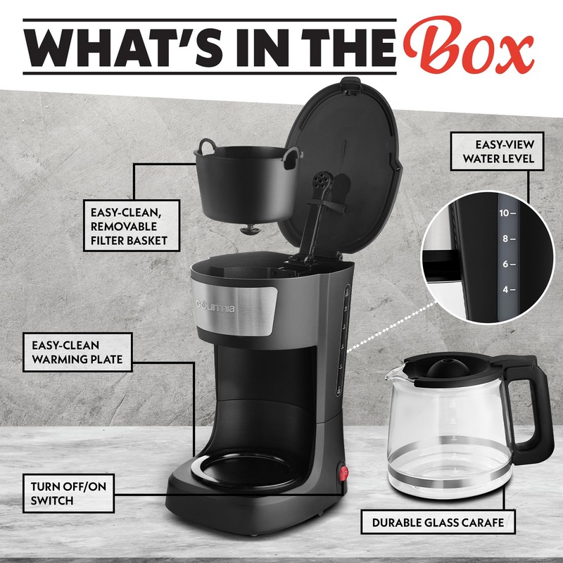 Gourmia 12-Cup One-Touch Drip Coffee Maker – Auto Keep Warm,