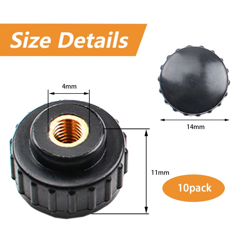 MOROBOR M4 Knurled Thread Clamping Knob 10 Pcs Black Plastic