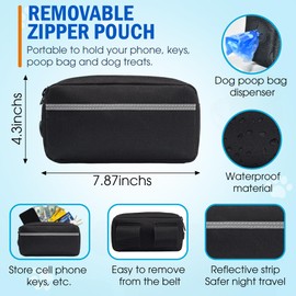 Hands Free Dog Leash with Waist Belt – No-Pull Bungee, Dual Padded Handles & Zipper Pouch for Running, Walking & Training – Adjustable Waist Leash for Large & Medium Dogs (Black)