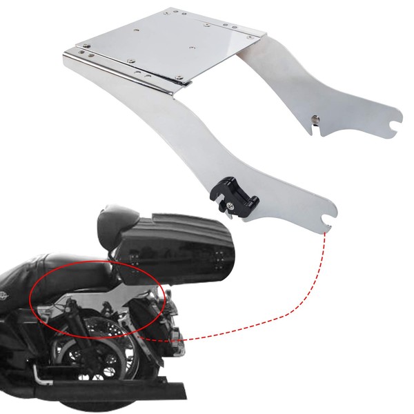 ECOTRIC King Tour Pack Trunk Bracket Rack Compatible with 1997-2008 Harley Touring FL Mount King Tour Pack Pak Latches Razor Chop Trunk Mount - Chrome