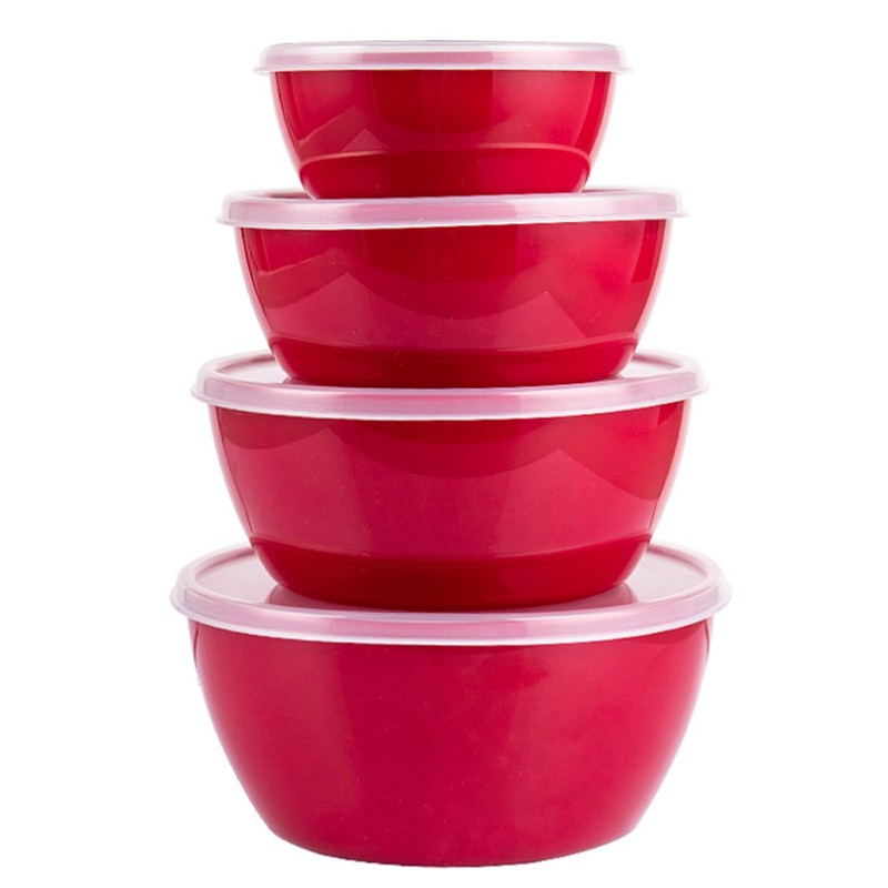 ATRDTO Small Classic Plastic Prep Bowls with Lids, Set of