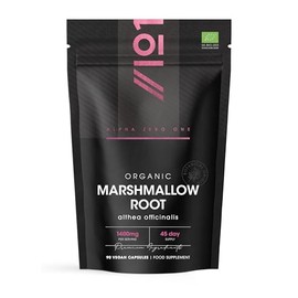 Organic Marshmallow Root 1400mg - 90 Vegan Capsules - Potent Althea Officinalis Supplement - 45 Day Supply - Resealable and Recyclable Pouch - By Alpha01