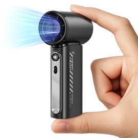 Koonie 19000 RPM High Speed Portable Handheld Fan,100 Speeds Mini Turbo Fan, 3600mAh, 12H Max Cooling Time, Digital Display, 5" Height, Rechargeable Hand Fan for Outdoor Indoor Black