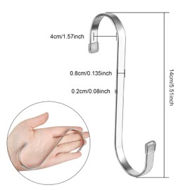 HTBMALL 5 Pack Flat S Hooks Stainless Steel Heavy Duty 5.5inch S Hooks for Hanging pots, Pans, Plants, Coffee Mugs, Towels in Kitchen and Bathroom, Coat, Bag, Work Shop, Perfect Rack Hook