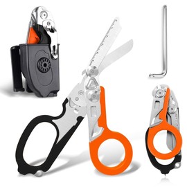 Rettungsschere, XPJBKC 6 In 1 Multitool Kleiderschere Rettungsdienst, Trauma Schere Rettungsdienst mit Schraubenschlüssel und Scheide, Notfall Klappschere Raptor Schere für Rettungskräfte