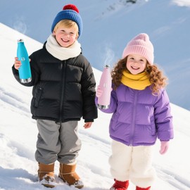 Water Bottle, 500 ml, BPA-Free, Stainless Steel, 18/8 Stainless Steel, Thermos Flask, Double-Walled Vacuum Insulated, Water Bottle Leak-Proof for School, Travel, Jogging, Camping - Sky Blue