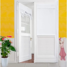 E-HAO French Small Front Door Curtain (26" w x 20" L), Washable Door Curtain with Adhesive Hook and Loop Fastener Strip (Pure White)