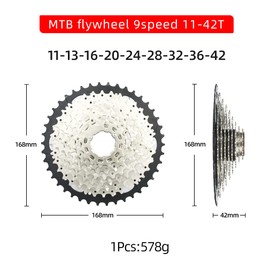 CYSKY 9 Speed Cassette 11-42T Cassette Fit for Mountain Bike, Road Bicycle, MTB, BMX (Light Weight)