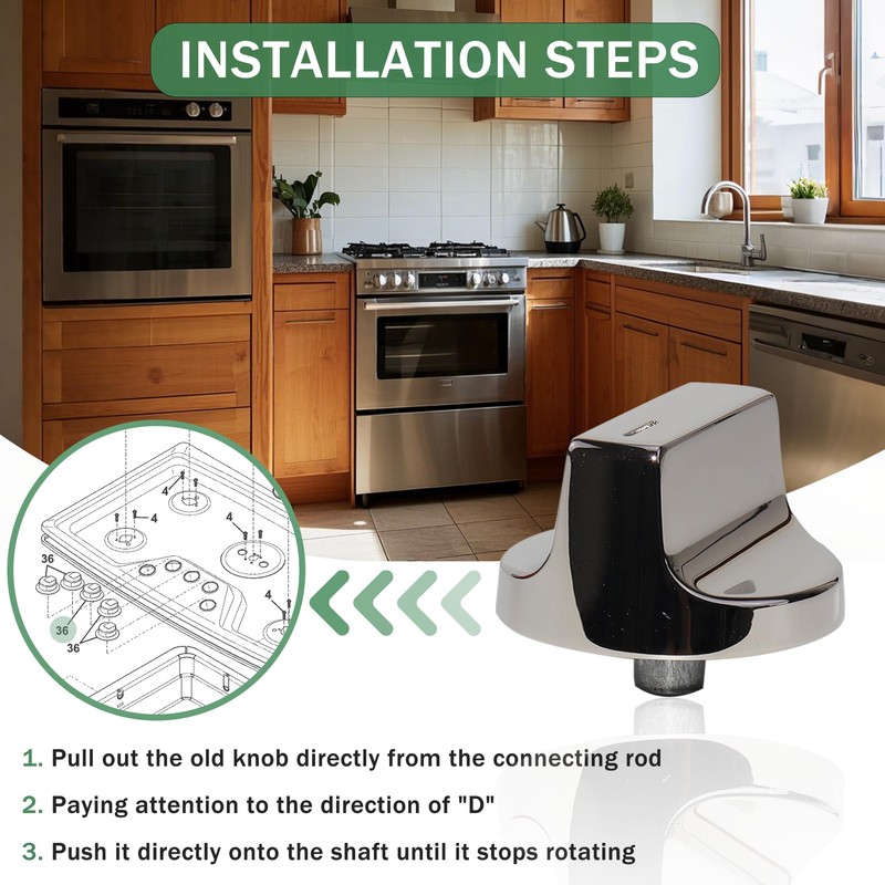 Upgraded Stainless Steel W11366438 Stove Knobs, Compatible with Whirlpool Range