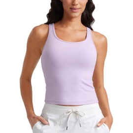 CRZ YOGA Womens Butterluxe Double Lined Workout Tank Tops Scoop Neck Racerback Cropped Casual Sleeveless Shirt Lilac Air Medium
