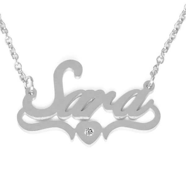 Kigu SARA Personalized Heart Shaped Name Necklace Adjustable Chain -