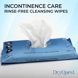 DryQuest Incontinence Wet Wipes, Pack of 30 Travel Wipes- Versatile, Soft & Moist, Fragrance and Alcohol Free - Formulated for Sensitive Skin for Adults with Aloe Vera & Chamomile Extract (20 x 28 cm)