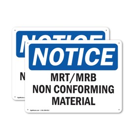 (2 Pack) Mrt Mrb Nonconforming Material OSHA Notice Sign 14 Inch X 10 Inch Plastic Sign, Weather Resistant, UV Protected for Workplace, Business, and Construction Site, Made in the USA