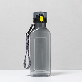 Leisure Trendy Plastic Water Bottle Outdoor Sports Student Rope Carrying Portable Large Capacity Simple Water Cup-Dark Gray