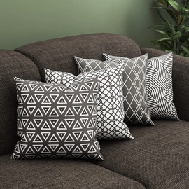 Bedbric Set of 4 Grey Cushion Covers 40 x 40 CM - Double Sided Cushion Cover with Invisible Zipper - Geometric Grey Cushions for Sofa Bedroom, Living Room and Home Decor