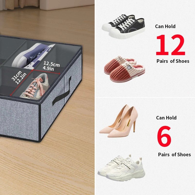 Onlyeasy Large Under Bed Shoe Organizer (12 Pairs x 2)