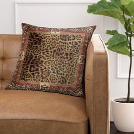 Emvency Set of 2 Throw Pillow Cover Case Beautiful Wild Leo Pattern Leopard Skin Shawl Animal Print Decorative Pillowcase 20"x20"(50cmX50cm) Case Cushion Cover for Bed Couch