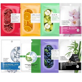 Korean Sheet Masks, 8Pcs for Hydration, Moisturizing, Deep Cleansing, Nourishing, and Rejuvenating, Multipack for All Skin Types