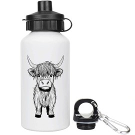 Azeeda 400ml 'Cute Highland Cow' Kids Reusable Water/Drinks Bottle (WT00081341)