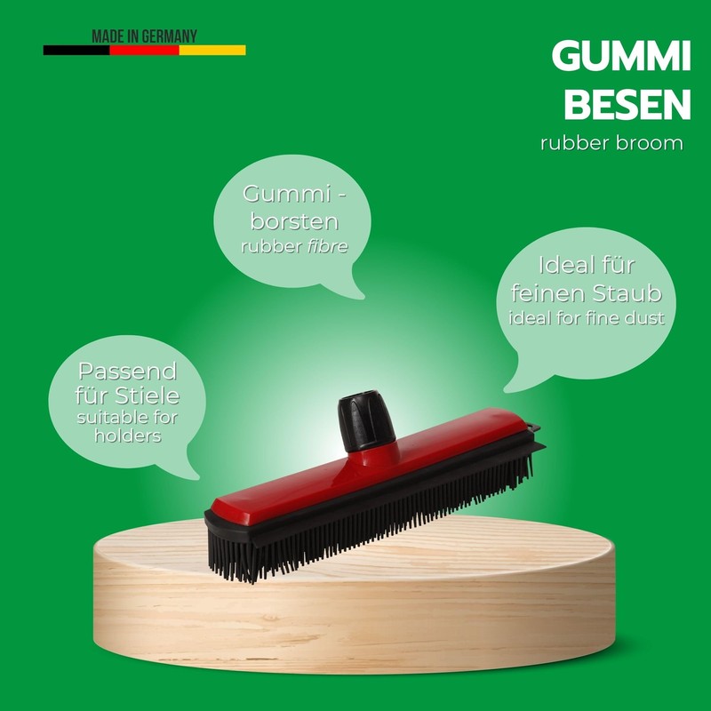 Novaliv Rubber Broom with Handle I Red I Broom Head