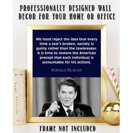 "Individuals Are Accountable"- Ronald Reagan Quotes Wall Art- 8 x 10" Inspirational-Presidential Portrait Print-Ready to Frame. Retro Home-Office-Bar-Garage-Man Cave Décor. Great Patriotic Gift.