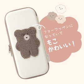 Allone Switch EVA Color Pouch #Unipo Q-LiA Mokomoka Mocha 4.7 x 1.9 x 10.2 inches (12 x 4.8 x 26 cm), Beige, Fluffy Material, Includes Inner Pocket, Lightweight, Compatible with Switch/Switch Organic