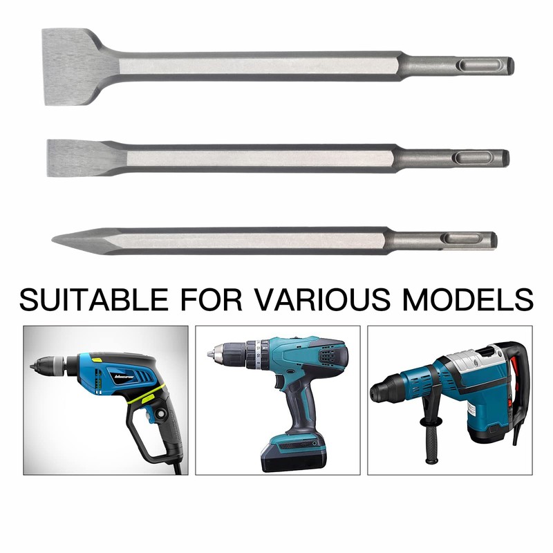 HPMAISON SDS-Plus Chisel Set, 3 PCS SDS-Plus Chisel Set Tool