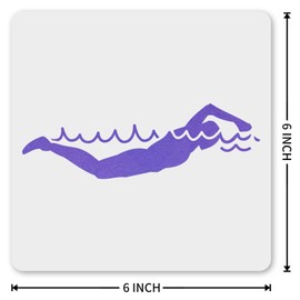 MAGJUCHE Swimming Stencil 6 Inches, Reusable Swimmer Swim Stencil for Painting DIY Crafts Decor