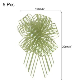 MECCANIXITY 5pcs 6 Inch Organza Large Pull Bow Metallic Gift Wrapping Bow Ribbon Chiffon Yarn Grass Green for Wedding Basket Present Christmas Valentine's Day