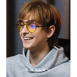 ANYLUV Blue Light Blocking Glasses Men, Pilot Style Computer Gaming Glasses Lightweight Metal Frame & Comfortable Nose Pad